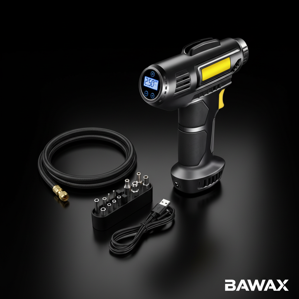 Tire Inflator Flat Lay - BAWAX