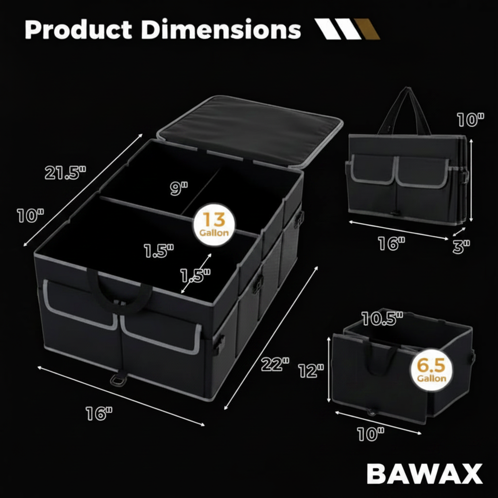 Trunk Organizer Dimensions - BAWAX